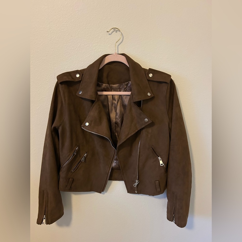Brown Suede Moto Jacket